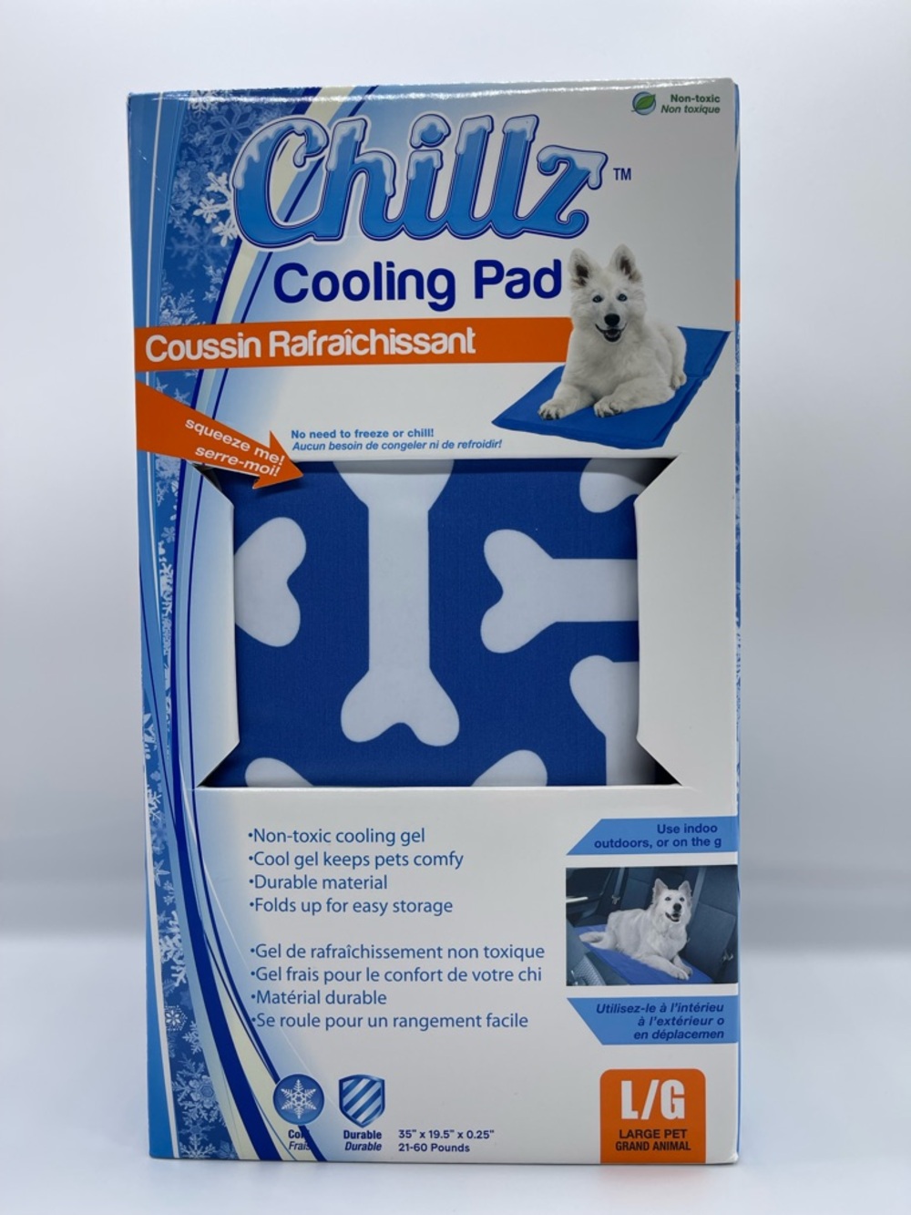 Chillz Cooling Pad - Teal Blue with White Bone Pattern - Large